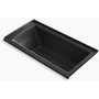 Kohler Archer 60" Three Wall Alcove Acrylic Air Tub with Right Drain and Overflow - Comfort Depth Design -Black Black