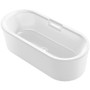 Kohler Volute 63" Free Standing Enameled Cast Iron Soaking Tub with Acrylic Shroud, Center Drain, Brass Drain Assembly, and Overflow - White