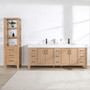 84" Free-standing Double Bathroom Vanity in Fir Wood Brown with Composite top in Lightning White