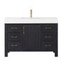 48" Free-standing Single Bathroom Vanity in Fir Wood Black with Composite top in Lightning White