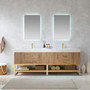 84" Double Vanity in North American Oak with White Grain Stone Countertop