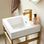 18" Single Sink Bathroom Vanity in Brushed Gold Metal Support and White One-Piece Composite Stone Sink Top