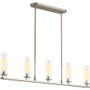 Kohler Lighting Crue 5 Light 45" Wide Linear Chandelier with Clear Glass Shades - Brushed Nickel