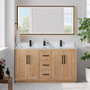 Altair Anais 60" Double Bathroom Vanity in Light Brown with Engineered Stone Countertop Altair Anais 60" Double Bathroom Vanity in Light Brown with Engineered Stone Countertop