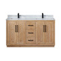 Altair Anais 60" Double Bathroom Vanity in Light Brown with Engineered Stone Countertop Altair Anais 60" Double Bathroom Vanity in Light Brown with Engineered Stone Countertop