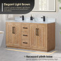 Altair Anais 60" Double Bathroom Vanity in Light Brown with Engineered Stone Countertop Altair Anais 60" Double Bathroom Vanity in Light Brown with Engineered Stone Countertop