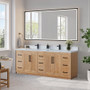 Altair Anais 84" Double Bathroom Vanity in Light Brown with Engineered Stone Countertop Altair Anais 84" Double Bathroom Vanity in Light Brown with Engineered Stone Countertop