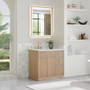 Altair Barnett Bathroom Vanity in Natural Oak with Grain White Engineered Stone Countertop No Mirror Altair Barnett Bathroom Vanity in Natural Oak with Grain White Engineered Stone Countertop No Mirror