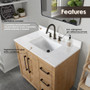 Altair Bellavia 36" Single Bathroom Vanity in Weathered Fir with Engineered Stone Countertop