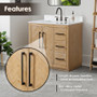 Altair Bellavia 36" Single Bathroom Vanity in Weathered Fir with Engineered Stone Countertop