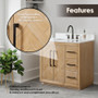Altair Bellavia 36" Single Bathroom Vanity in Weathered Fir with Engineered Stone Countertop