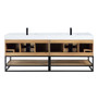Altair Bianco Double Bathroom Vanity in Light Brown with White Composite Stone Countertop Altair Bianco Double Bathroom Vanity in Light Brown with White Composite Stone Countertop