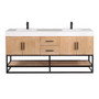 Altair Bianco Double Bathroom Vanity in Light Brown with White Composite Stone Countertop Altair Bianco Double Bathroom Vanity in Light Brown with White Composite Stone Countertop