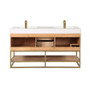 Altair Bianco Double Bathroom Vanity in Light Brown with White Composite Stone Countertop Altair Bianco Double Bathroom Vanity in Light Brown with White Composite Stone Countertop
