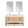 Altair Bianco Double Bathroom Vanity in Light Brown with White Composite Stone Countertop Altair Bianco Double Bathroom Vanity in Light Brown with White Composite Stone Countertop