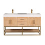 Altair Bianco Double Bathroom Vanity in Light Brown with White Composite Stone Countertop Altair Bianco Double Bathroom Vanity in Light Brown with White Composite Stone Countertop