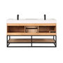 Altair Bianco Double Bathroom Vanity in Light Brown with White Composite Stone Countertop Altair Bianco Double Bathroom Vanity in Light Brown with White Composite Stone Countertop