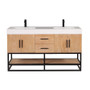 Altair Bianco Double Bathroom Vanity in Light Brown with White Composite Stone Countertop Altair Bianco Double Bathroom Vanity in Light Brown with White Composite Stone Countertop