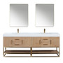Altair Bianco Double Bathroom Vanity in Light Brown with White Composite Stone Countertop Altair Bianco Double Bathroom Vanity in Light Brown with White Composite Stone Countertop