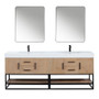 Altair Bianco Double Bathroom Vanity in Light Brown with White Composite Stone Countertop Altair Bianco Double Bathroom Vanity in Light Brown with White Composite Stone Countertop