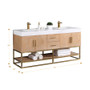 Altair Bianco Double Bathroom Vanity in Light Brown with White Composite Stone Countertop Altair Bianco Double Bathroom Vanity in Light Brown with White Composite Stone Countertop