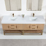 Altair Bianco Double Bathroom Vanity in Light Brown with White Composite Stone Countertop Altair Bianco Double Bathroom Vanity in Light Brown with White Composite Stone Countertop
