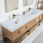 Altair Bianco Double Bathroom Vanity in Light Brown with White Composite Stone Countertop Altair Bianco Double Bathroom Vanity in Light Brown with White Composite Stone Countertop