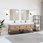 Altair Bianco Double Bathroom Vanity in Light Brown with White Composite Stone Countertop Altair Bianco Double Bathroom Vanity in Light Brown with White Composite Stone Countertop