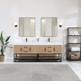 Altair Bianco Double Bathroom Vanity in Light Brown with White Composite Stone Countertop Altair Bianco Double Bathroom Vanity in Light Brown with White Composite Stone Countertop