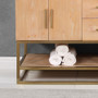 Altair Bianco Double Bathroom Vanity in Light Brown with White Composite Stone Countertop Altair Bianco Double Bathroom Vanity in Light Brown with White Composite Stone Countertop