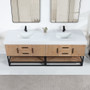 Altair Bianco Double Bathroom Vanity in Light Brown with White Composite Stone Countertop Altair Bianco Double Bathroom Vanity in Light Brown with White Composite Stone Countertop