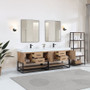 Altair Bianco Double Bathroom Vanity in Light Brown with White Composite Stone Countertop Altair Bianco Double Bathroom Vanity in Light Brown with White Composite Stone Countertop
