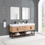 Altair Bianco Double Bathroom Vanity in Light Brown with White Composite Stone Countertop Altair Bianco Double Bathroom Vanity in Light Brown with White Composite Stone Countertop