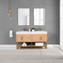 Altair Bianco Double Bathroom Vanity in Light Brown with White Composite Stone Countertop Altair Bianco Double Bathroom Vanity in Light Brown with White Composite Stone Countertop