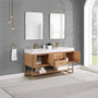 Altair Bianco Double Bathroom Vanity in Light Brown with White Composite Stone Countertop Altair Bianco Double Bathroom Vanity in Light Brown with White Composite Stone Countertop