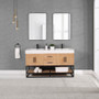 Altair Bianco Double Bathroom Vanity in Light Brown with White Composite Stone Countertop Altair Bianco Double Bathroom Vanity in Light Brown with White Composite Stone Countertop