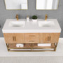 Altair Bianco Double Bathroom Vanity in Light Brown with White Composite Stone Countertop Altair Bianco Double Bathroom Vanity in Light Brown with White Composite Stone Countertop