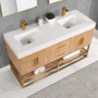 Altair Bianco Double Bathroom Vanity in Light Brown with White Composite Stone Countertop Altair Bianco Double Bathroom Vanity in Light Brown with White Composite Stone Countertop