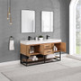 Altair Bianco Double Bathroom Vanity in Light Brown with White Composite Stone Countertop Altair Bianco Double Bathroom Vanity in Light Brown with White Composite Stone Countertop