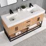 Altair Bianco Double Bathroom Vanity in Light Brown with White Composite Stone Countertop Altair Bianco Double Bathroom Vanity in Light Brown with White Composite Stone Countertop