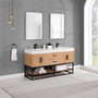 Altair Bianco Double Bathroom Vanity in Light Brown with White Composite Stone Countertop Altair Bianco Double Bathroom Vanity in Light Brown with White Composite Stone Countertop