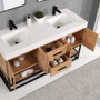 Altair Bianco Double Bathroom Vanity in Light Brown with White Composite Stone Countertop Altair Bianco Double Bathroom Vanity in Light Brown with White Composite Stone Countertop
