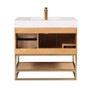 Altair Bianco Single Bathroom Vanity in Light Brown with White Composite Stone Countertop Altair Bianco Single Bathroom Vanity in Light Brown with White Composite Stone Countertop