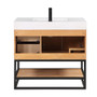 Altair Bianco Single Bathroom Vanity in Light Brown with White Composite Stone Countertop Altair Bianco Single Bathroom Vanity in Light Brown with White Composite Stone Countertop
