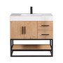 Altair Bianco Single Bathroom Vanity in Light Brown with White Composite Stone Countertop Altair Bianco Single Bathroom Vanity in Light Brown with White Composite Stone Countertop