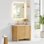 Altair Cedar Bathroom Vanity in Natural Wood with Grain White Engineered Stone Countertop Altair Cedar Bathroom Vanity in Natural Wood with Grain White Engineered Stone Countertop