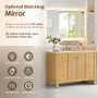 Altair Cedar Bathroom Vanity in Natural Wood with Grain White Engineered Stone Countertop Altair Cedar Bathroom Vanity in Natural Wood with Grain White Engineered Stone Countertop
