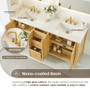 Altair Cedar Bathroom Vanity in Natural Wood with Grain White Engineered Stone Countertop Altair Cedar Bathroom Vanity in Natural Wood with Grain White Engineered Stone Countertop