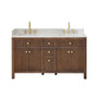 Altair Cerrito 60" Double Bathroom Vanity with Grain White Engineered Stone Countertop Altair Cerrito 60" Double Bathroom Vanity with Grain White Engineered Stone Countertop