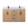 Altair Cicero 60" Double Bathroom Vanity in Light Brown with Engineered Stone Countertop Altair Cicero 60" Double Bathroom Vanity in Light Brown with Engineered Stone Countertop